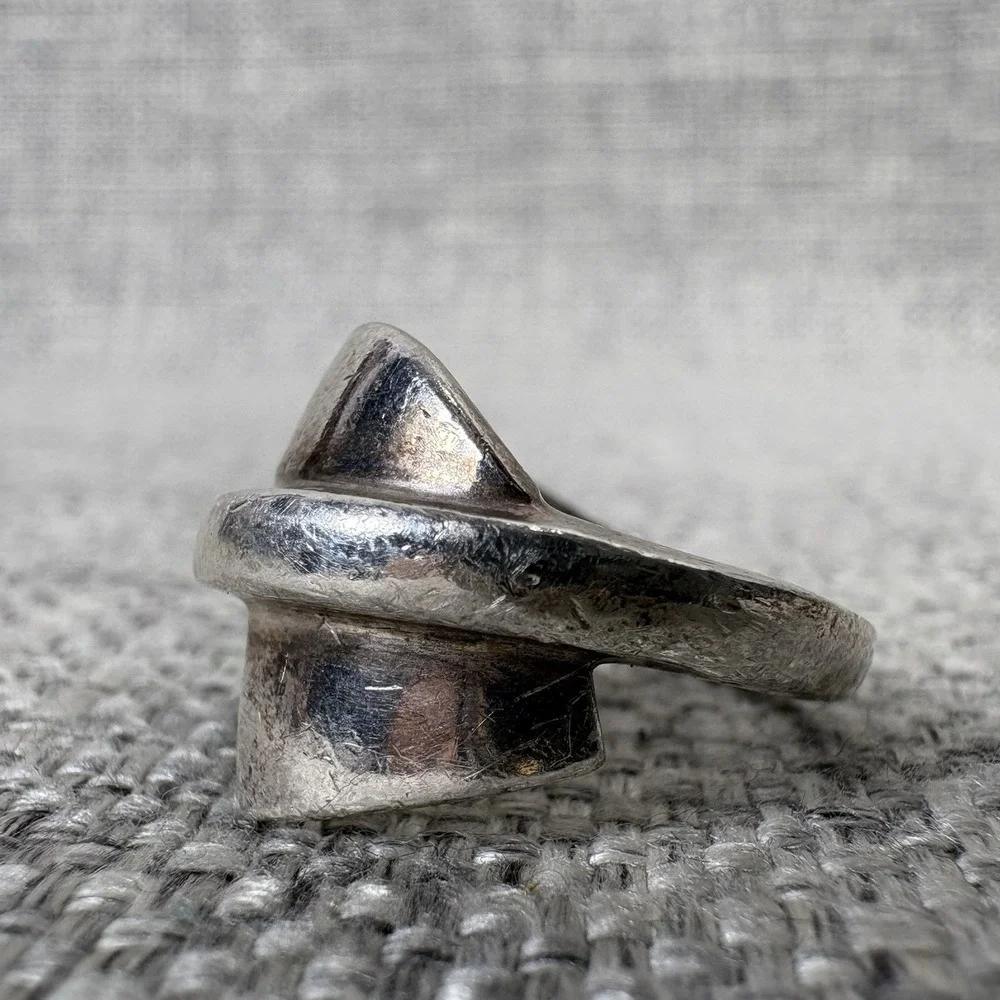 Michael Lehrman Sterling Silver Modernist‎ Sculptural Abstract Wrap Ring Size 7
